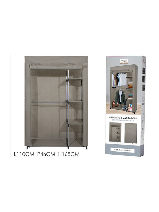 Vestiamo Casa Stoffschrank mit Reißverschluss und Regalen in Gray Farbe 110x46x168cm