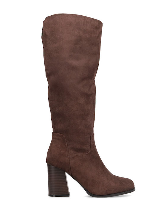 Migato Suede Γυναικείες Μπότες Καφέ