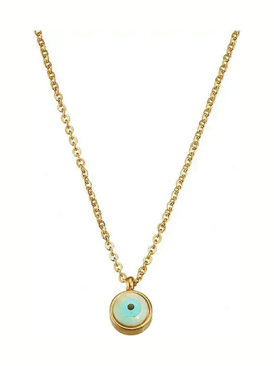 Oxzen Necklace Eye from Gold Plated Steel