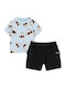 Kinderbekleidungssets mit Shorts Sommer 2Stücke Hellblau Schwarz