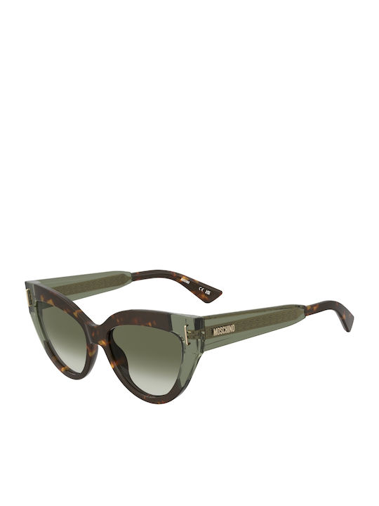 Moschino Unisex Sunglasses with Green Horn-Rimmed Frame and Green Lens MOS208/S PHW/9K