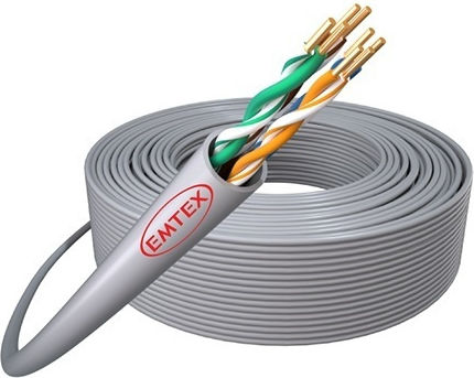Emtex Netzwerkkabel U/UTP Kat.5e Kupfer 24awg/1 Pvc Mantel Eca Fluke Pass 305m Box Grau