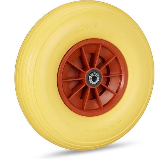 Relaxdays Wheelbarrow Wheel 4.00-6 Solid Rubber Yellow Red Waterproof
