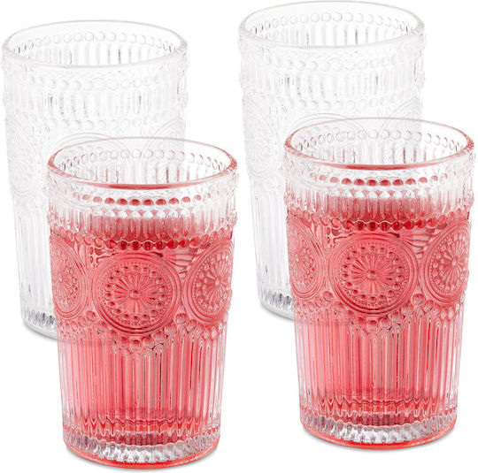 Relaxdays Set de pahare Cocteiluri / pentru apa din Sticlă 300ml 4buc