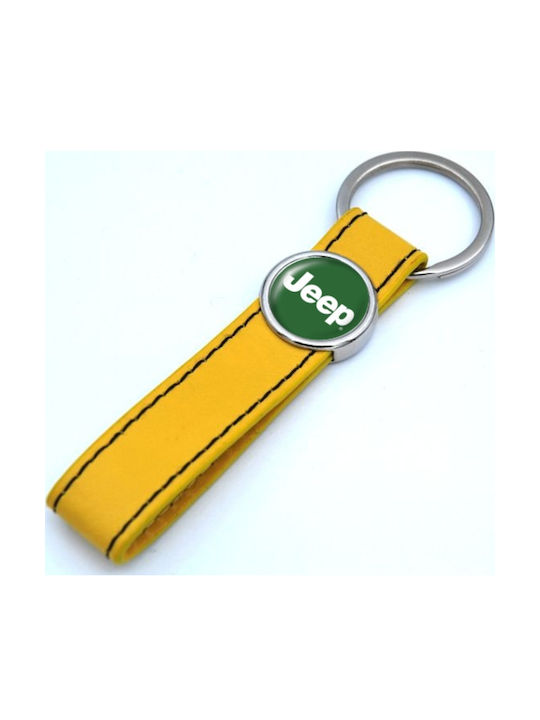 Leder Schlüsselanhänger Gurt Gelbes Logo Emaille Jeep 10285-k