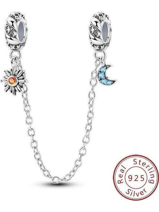 Hängender Charm Mond aus Silber mit Zirkon Orange
