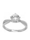Mertzios.gr Single Stone Ring Made of Silver with Moissanite