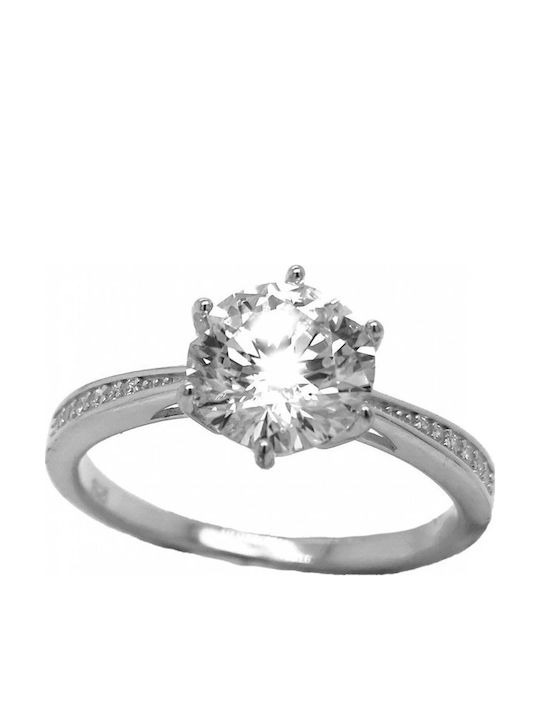 Mertzios.gr Single Stone Ring From Silver Mertzios.gr Single Stone Ring From Silver