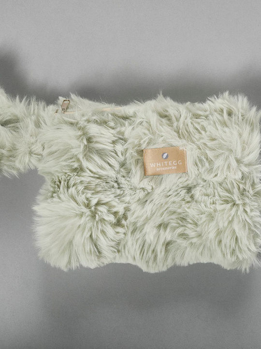 Furry Toiletry Bag Zipper T400-4 Mint Handle Furry White Egg 16x20 1pc
