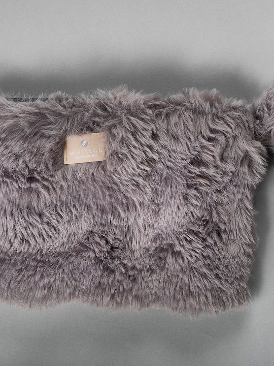 Furry Toiletry Bag Zipper T400-5 Gray Handle Furry White Egg 19x30 1 Pc
