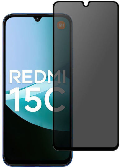 Privacy Full Face Tempered Glass Μαύρο (Redmi 15C, Poco C85)