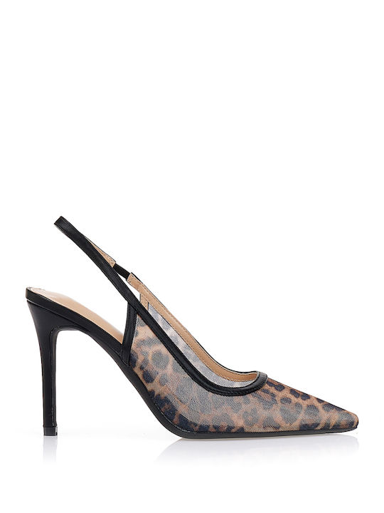 Μυτερές Γόβες με Ψηλό Τακούνι Animal Print Μαύρες