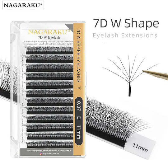 Nagaraku 7d W Shape Eyelash Extension 0.07c Mix 8-15mm