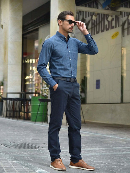 Long-sleeved Shirt Checked Blue