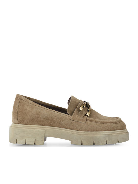 Δερμάτινα Γυναικεία Loafers σε Καφέ Χρώμα