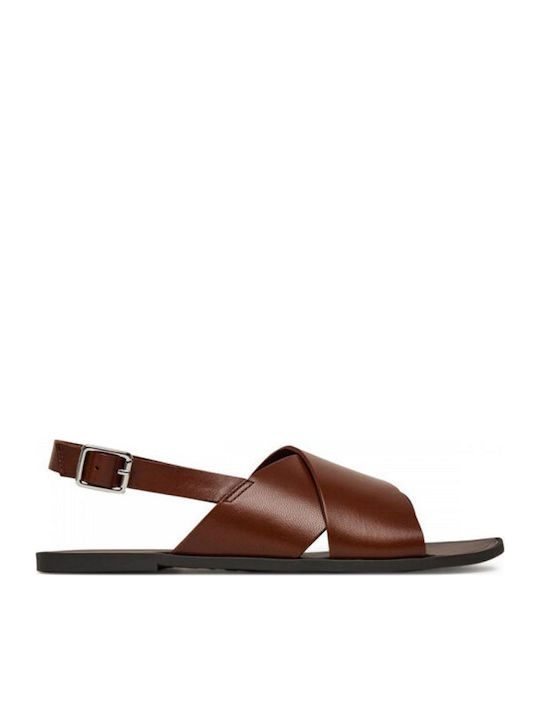 Tia Women's Flat Sandals in Brown Color