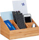 Desk Organizer 6 Compartments Relaxdays Bamboo