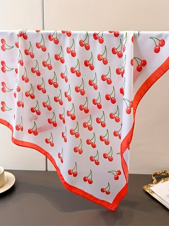 By Queen Playful & Feminine Σατέν Μαντήλι Cherry Print