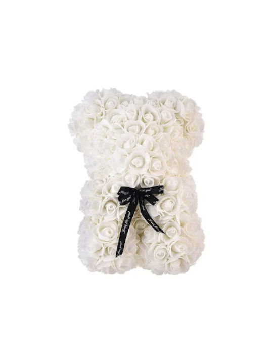Weißes Teddybär Kunstrosen Transparentes Verpackung – 23cm