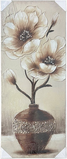 Πίνακας Ζωγραφικής Τυπωμένος Decor Fiori Καμβά 40x100εκ Βάζο Μανώλια