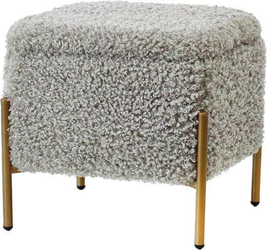 Табуретка Дневна стая с Място за Съхранение Текстил Grey Bouclé 41.5x41.5x39.5бр