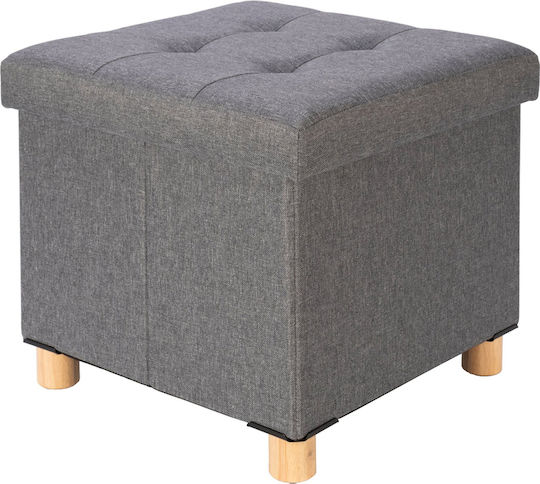 Табуретка Дневна стая Сгъваемо с Място за Съхранение Текстил Grey Fabric 38x38x34бр