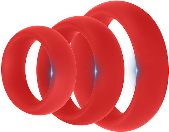 Thick 3 C-ring Set Stretchy Silicone Red