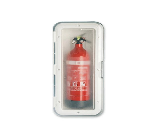 Fire Extinguisher Case White Transparent Door 434x174x105mm