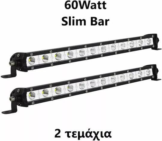 Led Super Slim Aδιάβροχος Προβολέας 12 Optonic Led Κατευθυντικός 6000lm-12/24volt 2τμχ Tc-314