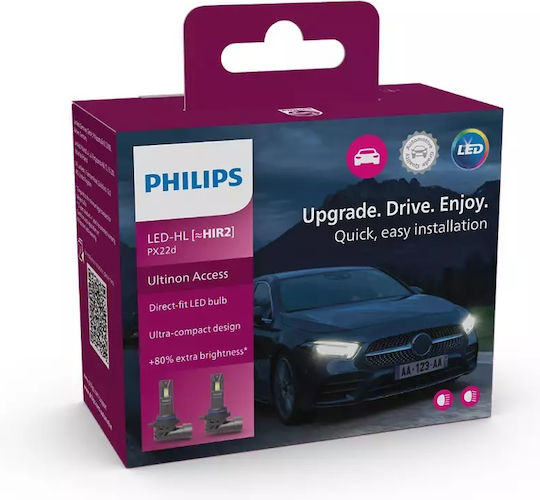 Philips Лампи Автомобила Ultinon Access HIR2-9012 LED 6000К Хладно бяло 12V 20W 2бр