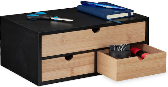 Relaxdays Schreibtischschublade 3 Positionen Braun