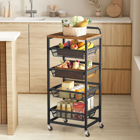 Vasagle Rack de bucătărie Metalic Neagră 5 Sloturi 40x31.7x95cm Vasagle Rack de bucătărie Metalic Neagră 5 Sloturi 40x31.7x95cm