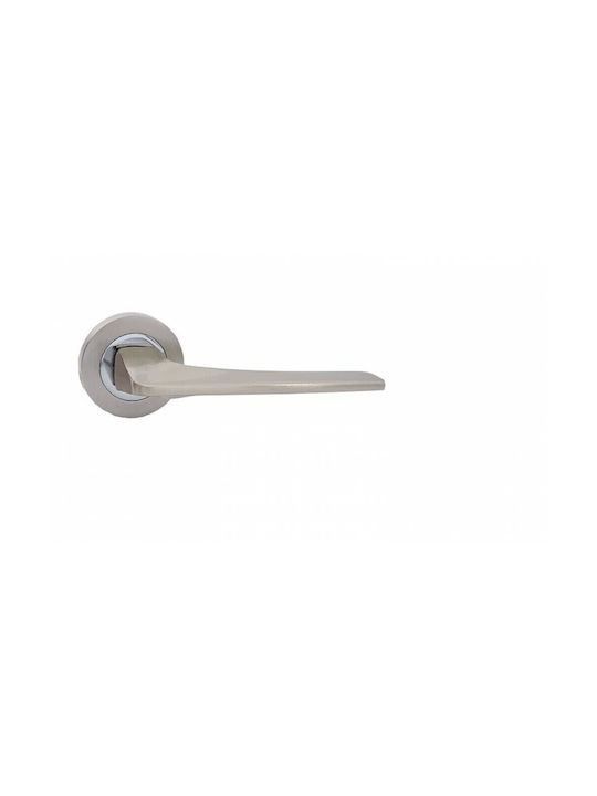 Deco Ceramica Πόμολο Μεσόπορτας με Ροζέτα Deco Ζεύγος με Επιστόμιο Ματ Νίκελ