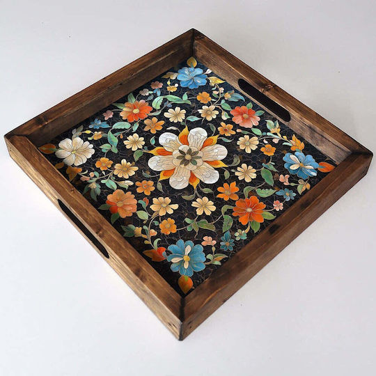 Aberto Design Ξύλινος Δίσκος Σερβιρίσματος 35x35x4cm