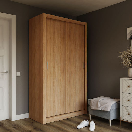 Δίφυλλη Ντουλάπα Συρόμενη 120x60x215cm Χρυσό, Δρυς