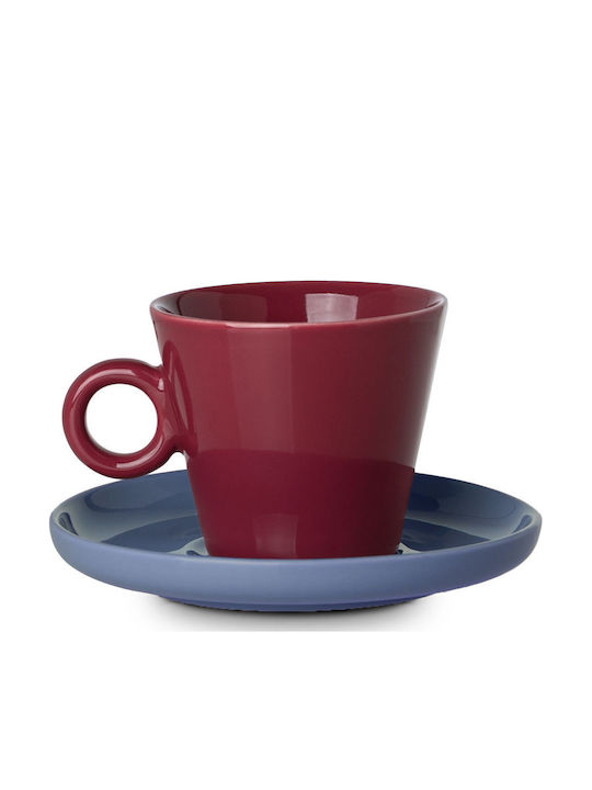 Estia Cream Σετ Φλιτζάνια Cappuccino από Πορσελάνη Κόκκινα 200ml 6τμχ