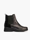 Leder Stiefeletten Damen Schwarz