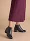 Leder Stiefeletten Damen Schwarz
