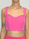 Γυναικείο Crop Top με Φερμουάρ Pink