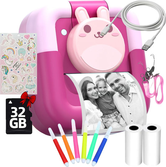 Cameră Pentru Copii Smartic Ultra Hd Rezoluție 2.5k Baterie 1200mah Ecran 2.4 Inch Card Memorie 32 Gb Funcție Imprimare Instantă 3 Jocuri Incorporate 2 Role Imprimare Mp3 Mod Selfie