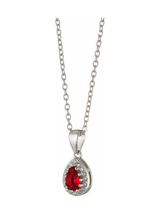 Oxzen Halskette mit Design Träne aus Silber mit...