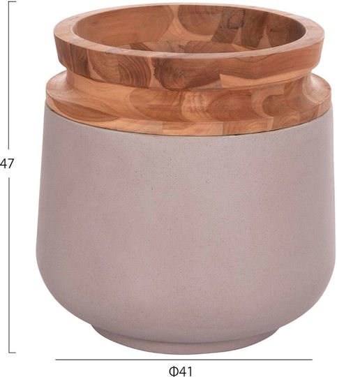 Set Decorative Floor Vases Concrete Brown Y47cm 2 Pieces