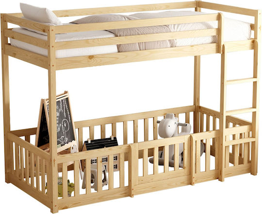 Kinderbett Hochbett Einzeln Beige für Matratze 90x190cm
