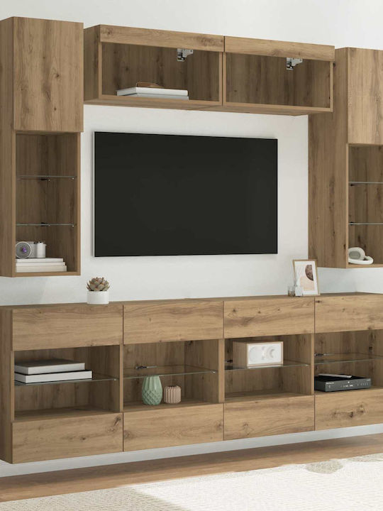 Unitate TV pentru sufragerie Artisan Oak cu ilu...