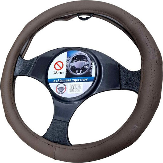 Car Steering Wheel Cover with Diameter 37-38cm Synthetic Brown