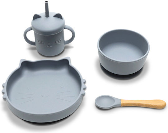 Lorelli Feeding Set made of Silicone with Non-Slip Base Beige 4pcs