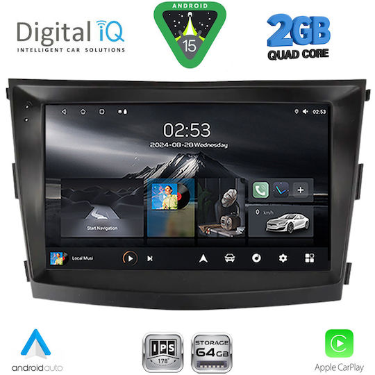 Digital IQ Car Audio System for Ssangyong Tivoli 2016-2024 (Bluetooth/USB/WiFi/GPS/Apple-Carplay/Android-Auto) with Touch Screen 9"