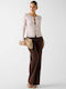 Short Women's Knitted Cardigan Beige