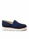 Leder Damen Loafers in Blau Farbe
