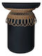 Round Table Dining Room from Cement Black Velvet-Black Metal 60x60x76cm